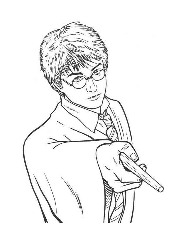 coloriage harry potter et sa baguette